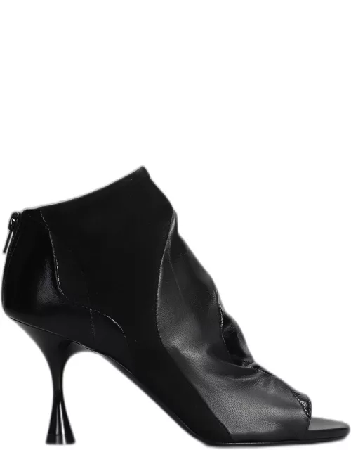 Marc Ellis Vortex High Heels Ankle Boots In Black Suede And Leather