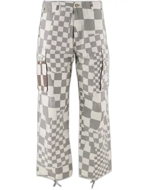 ERL Cotton Cargo Pants With Plaid Pattern