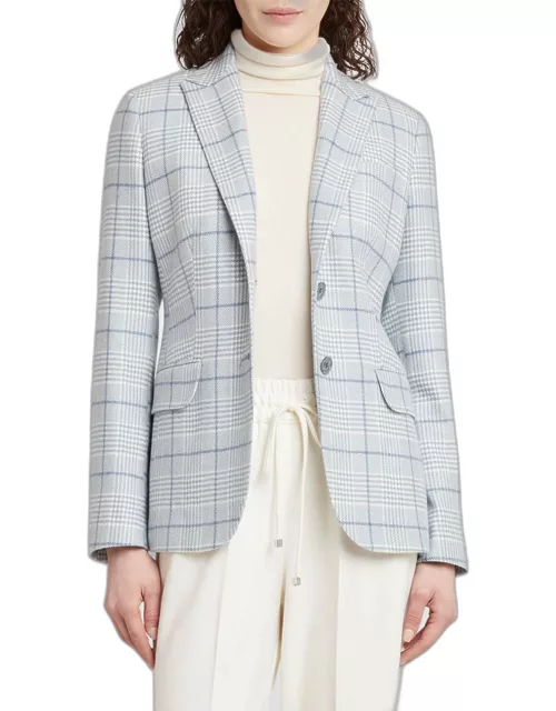 Prince of Wales Two-Button Cashmere Blazer