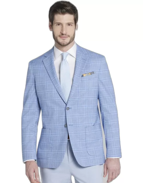JoS. A. Bank Men's Tailored Fit Plaid Sportcoat, Light Blue, 40 Short