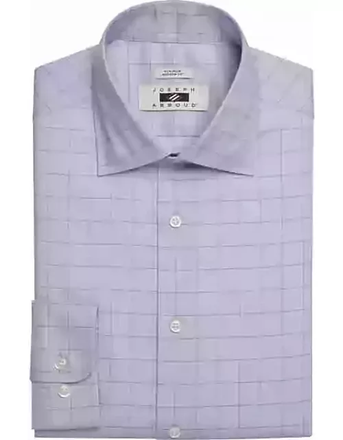 Joseph Abboud Men's Modern Fit Spread Collar Windowpane Plaid Dress Shirt Lavender Check