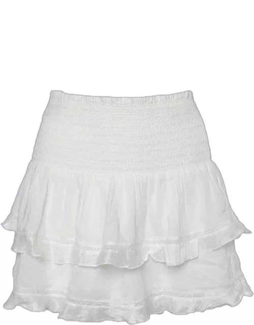 Isabel Marant Etoile White Cotton Blend Tiered Mini Skirt