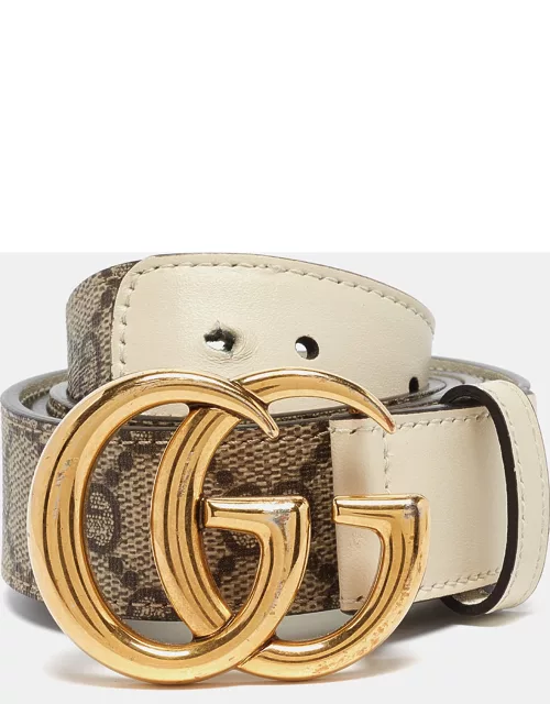 Gucci Beige GG Supreme Canvas GG Marmont Buckle Belt 100 C