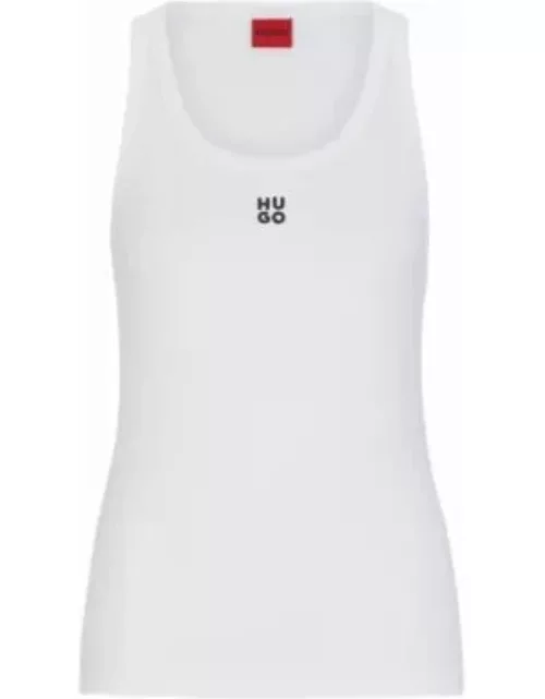 Tank top with stacked logo- White Women's Casual Top