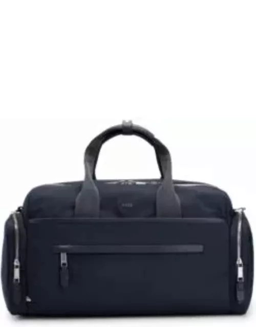 Logo-trimmed holdall in structured nylon with smart sleeve- Dark Blue Men's Business Bag