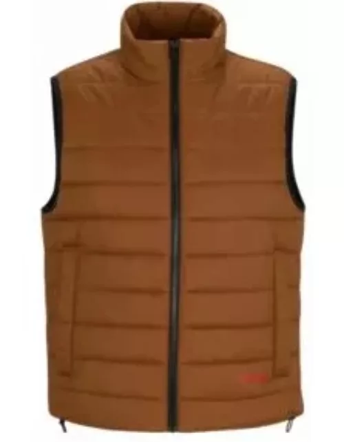Water-repellent slim-fit gilet with logo detail- Brown Men's Casual Jacket