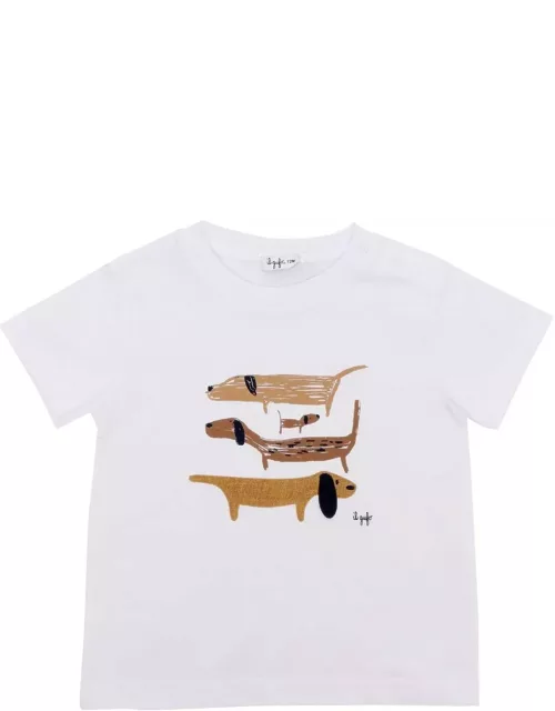 Il Gufo Dog Printed Crewneck T-shirt