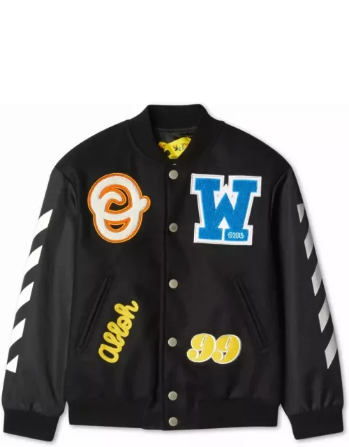 Off-White Patch-detail Side-stripe Bomber Jacket In Black