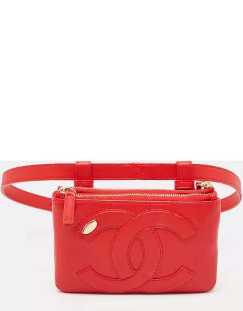 Chanel Red Leather CC Mania Waist Bag