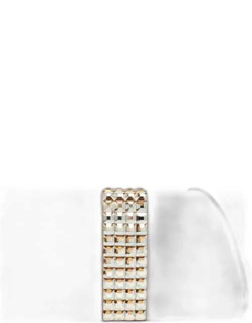 Gucci Beige Suede Crystals Embellished Flap Chain Clutch