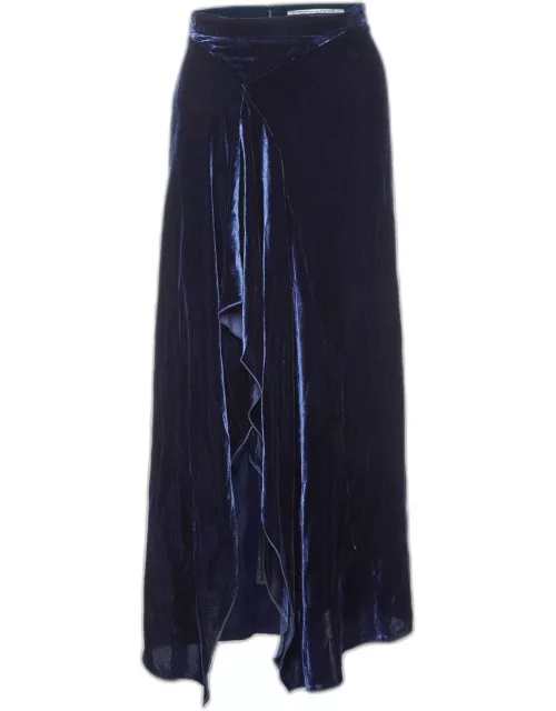 Roland Mouret Navy Blue Velvet Haxby Midi Skirt