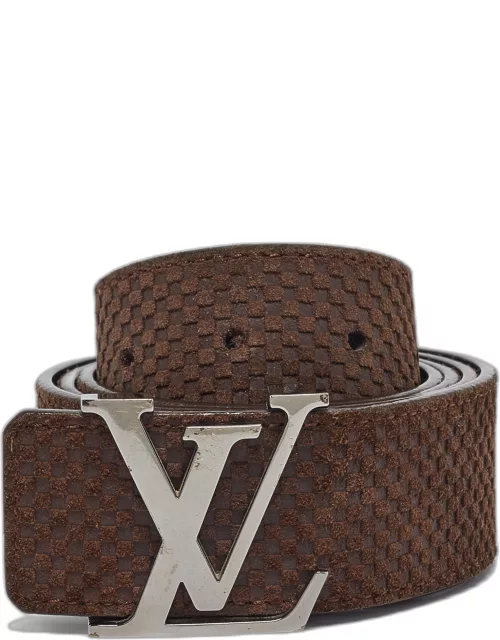 Louis Vuitton Moka Suede Mini Damier LV Initiales Belt 110 C