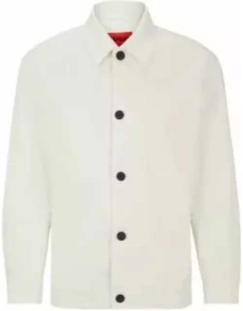 Stretch-cotton button-up jacket with double chest pocket- White Men's Sport Coat