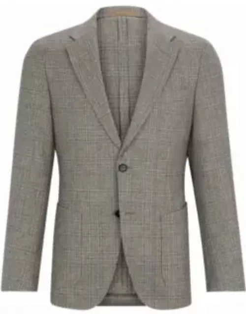 Slim-fit jacket in checked silk and wool- Light Green Men's Sport Coat