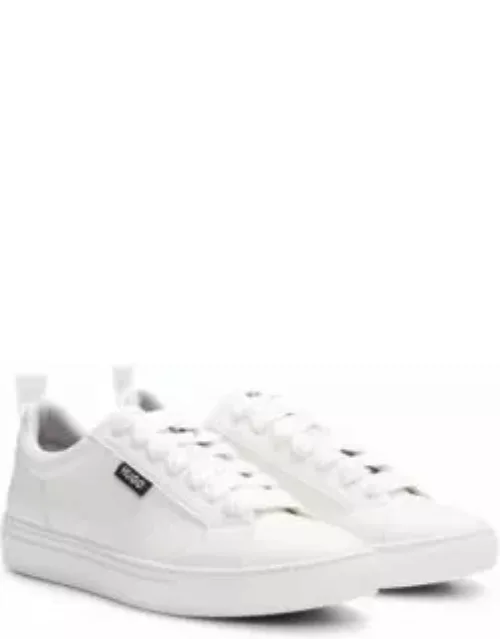 Cupsole trainers in faux leather with logo flag- White Women's Sneaker