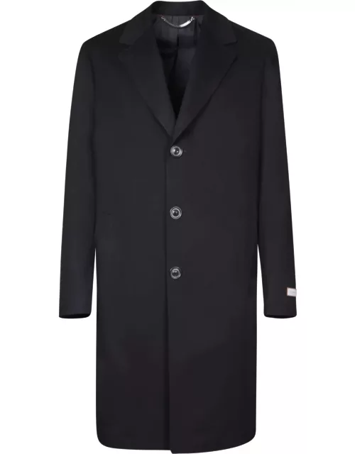 Canali Wool And Cashmere Black Coat