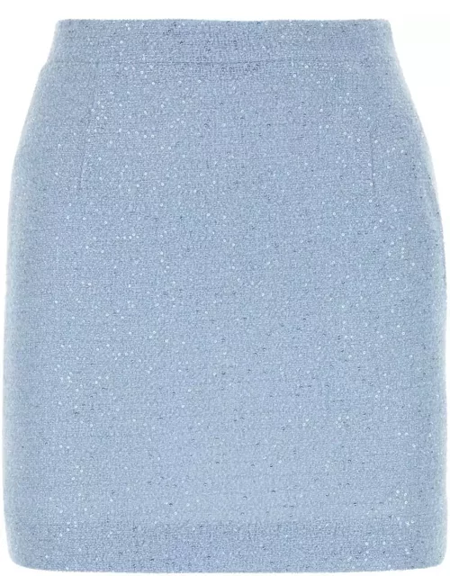 Alessandra Rich Light-blue Tweed Mini Skirt