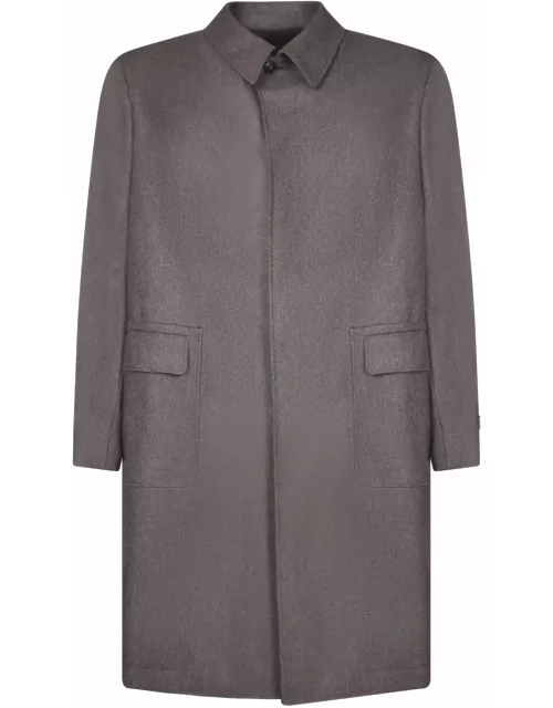 Canali Wool And Cashmere Gray Green Coat