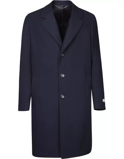 Canali Blue Wool And Cashmere Coat