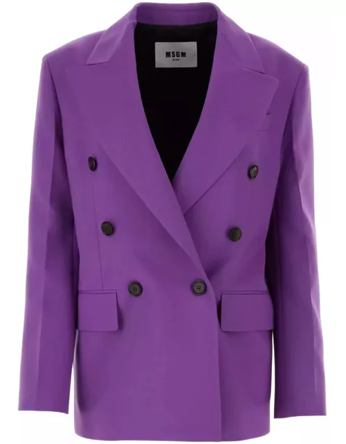 MSGM Purple Stretch Wool Blazer