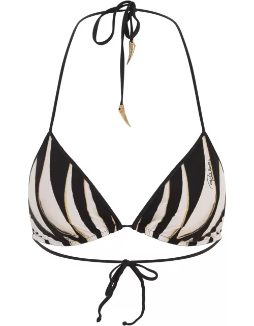 Roberto Cavalli Bikini Top With Ray Of Gold Print