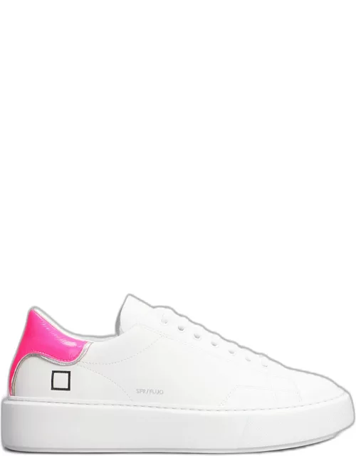 D. A.T. E. Sfera Fluo Sneakers In White Leather