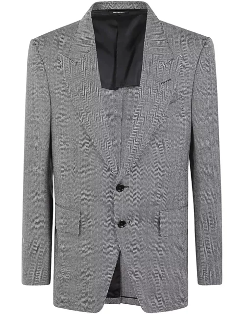 Tom Ford Wool Silk Linen Herringbone Shelton Jacket