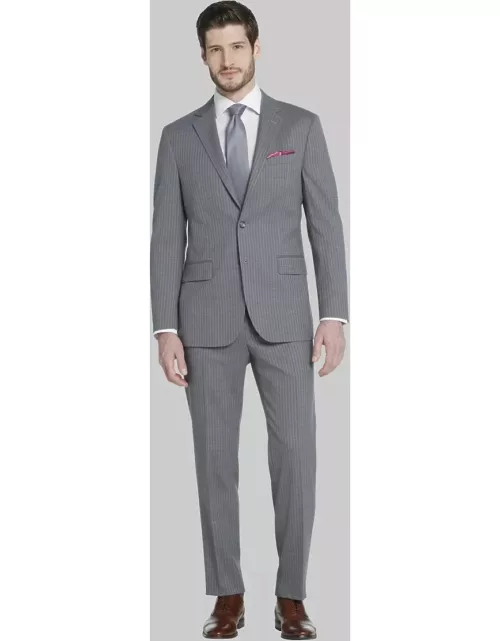 JoS. A. Bank Men's Slim Fit Double Stripe Suit, Grey, 46 Long