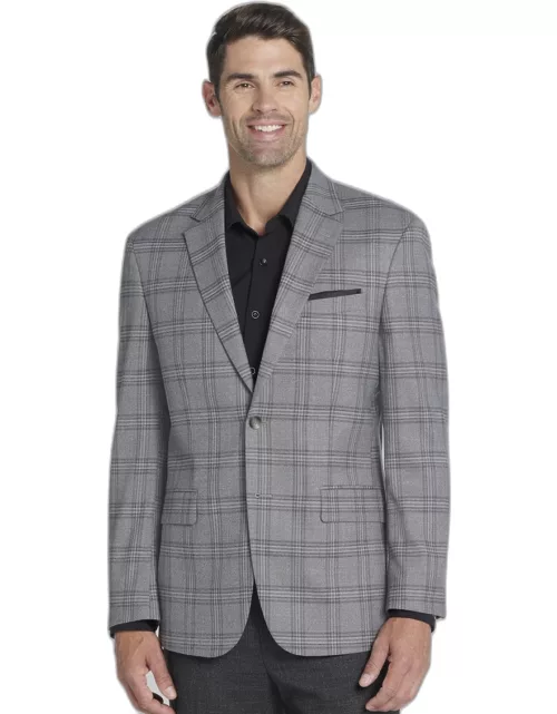 JoS. A. Bank Men's Traveler Collection Tailored Fit Windowpane Sportcoat, Grey, 44 Short