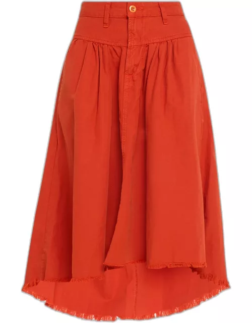 Dazed Woven Cotton High-Low Midi Skirt