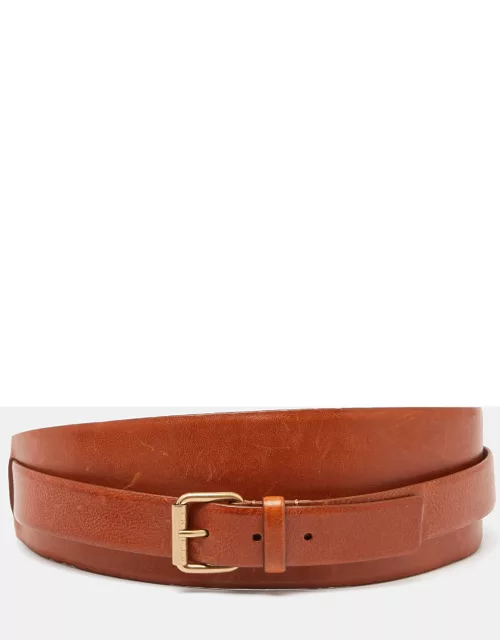 Celine Tan Leather Wide Waist Belt