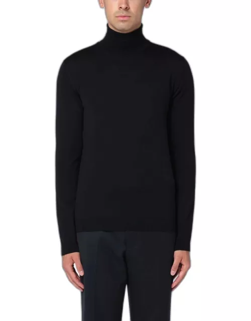 Black merino wool turtleneck sweater
