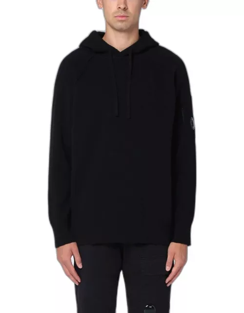 Black wool-blend hoodie