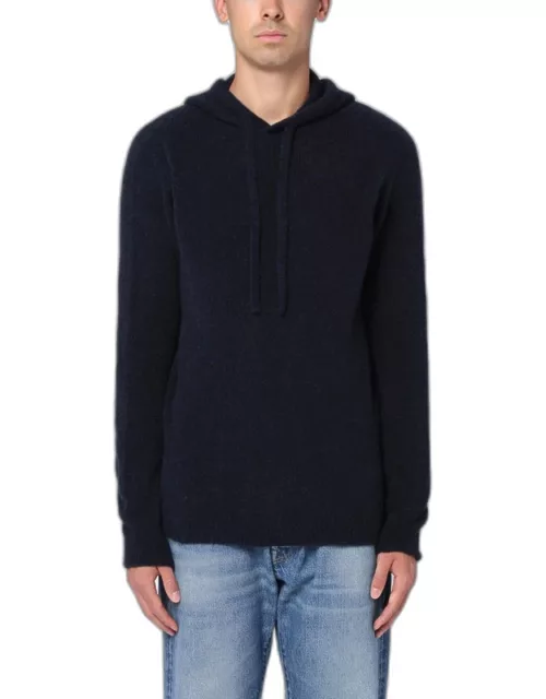 Navy cashmere hooded sweatshirt