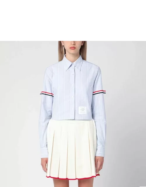 Light blue cropped shirt with tricolour detail