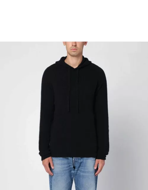 Black cashmere hooded sweatshirt