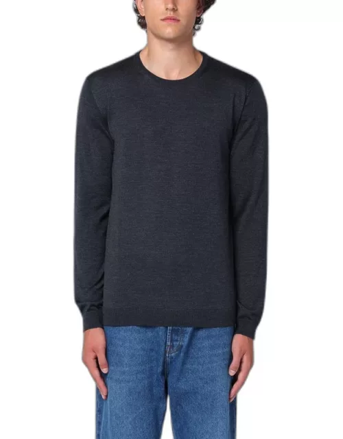 Anthracite merino wool crew-neck sweater