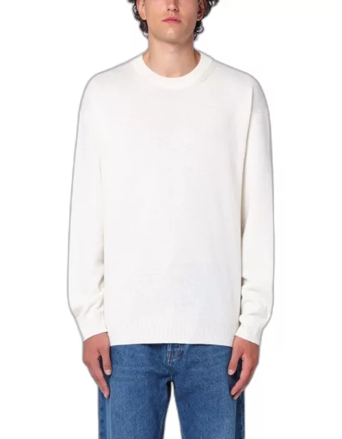 White wool and cashmere crew-neck jumper
