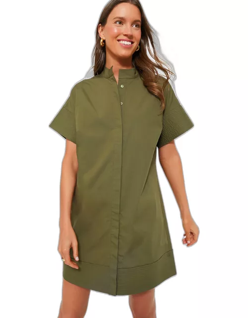 Olive Green Trapunto Stitch Sofia Shirt Dres
