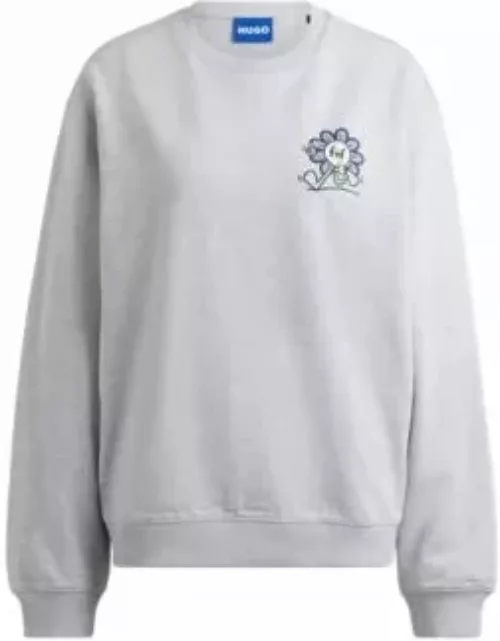 Cotton-terry sweatshirt with seasonal graphic prints- Light Grey Women's Sweatshirt