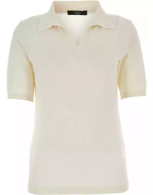 Weekend Max Mara Ivory Silk Blend Roncolo Polo Shirt