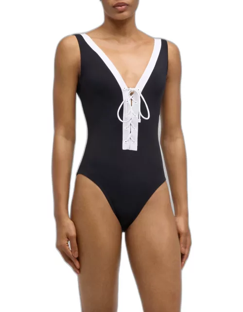 Demi V-Neck Silent Underwire One-Piece Swimsuit