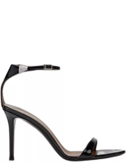 Vernice Patent Crystal Ankle-Strap Sandal