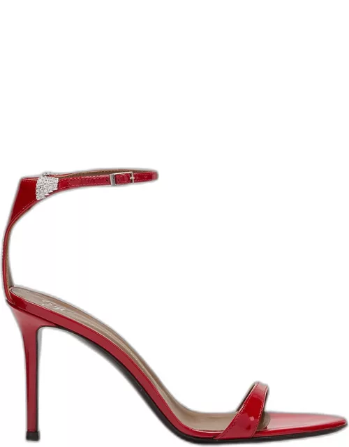 Vernice Patent Crystal Ankle-Strap Sandal