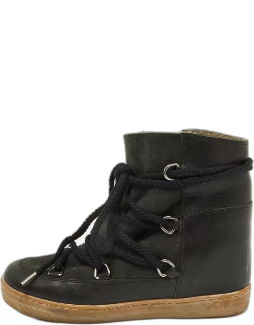 Isabel Marant Black Suede and Leather Nowles Snow Boot