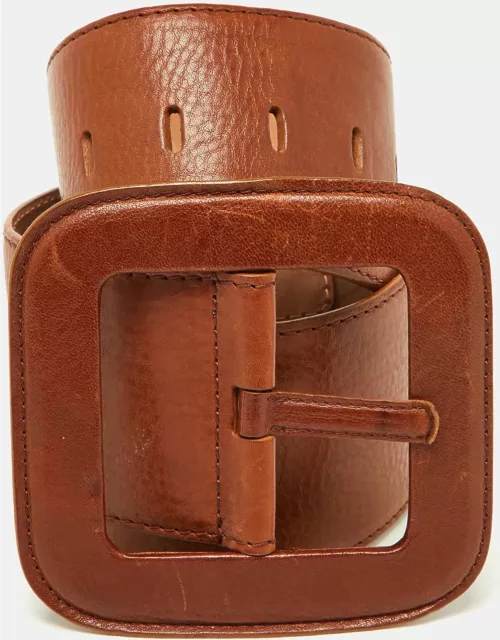Michael Kors Brown Leather Wide Waist Belt
