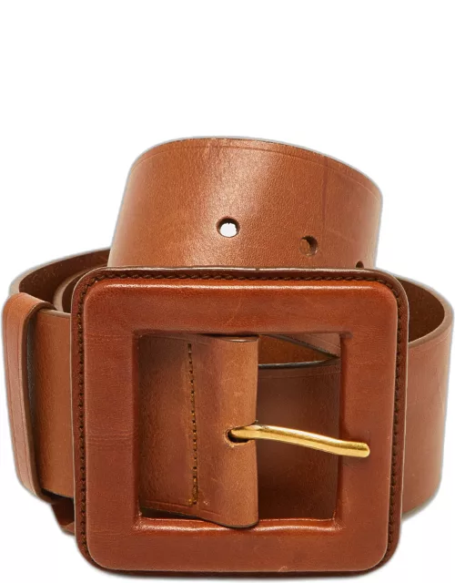 Yves Saint Laurent Brown Leather Wide Waist Belt 95C