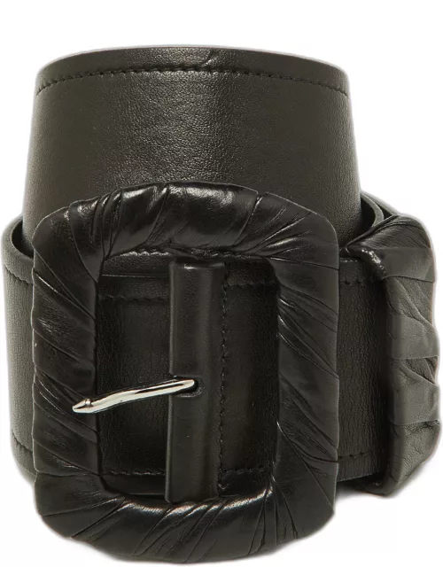 Prada Black Leather Wide Waist Belt 80C