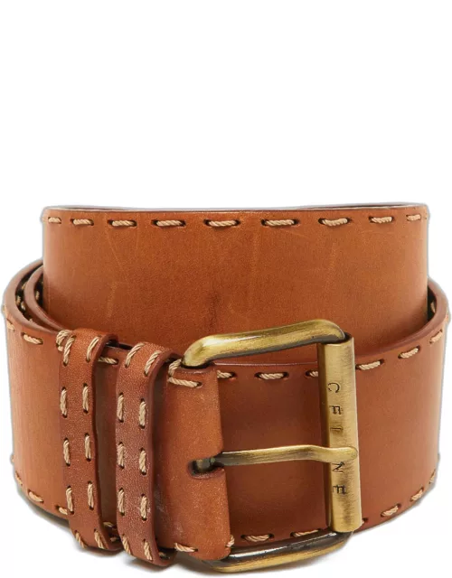 Celine Brown Leather Wide Buckle Belt