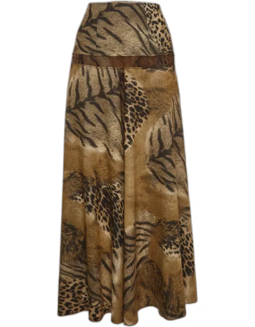 Class by Roberto Cavalli Brown Printed Jersey Maxi Skirt